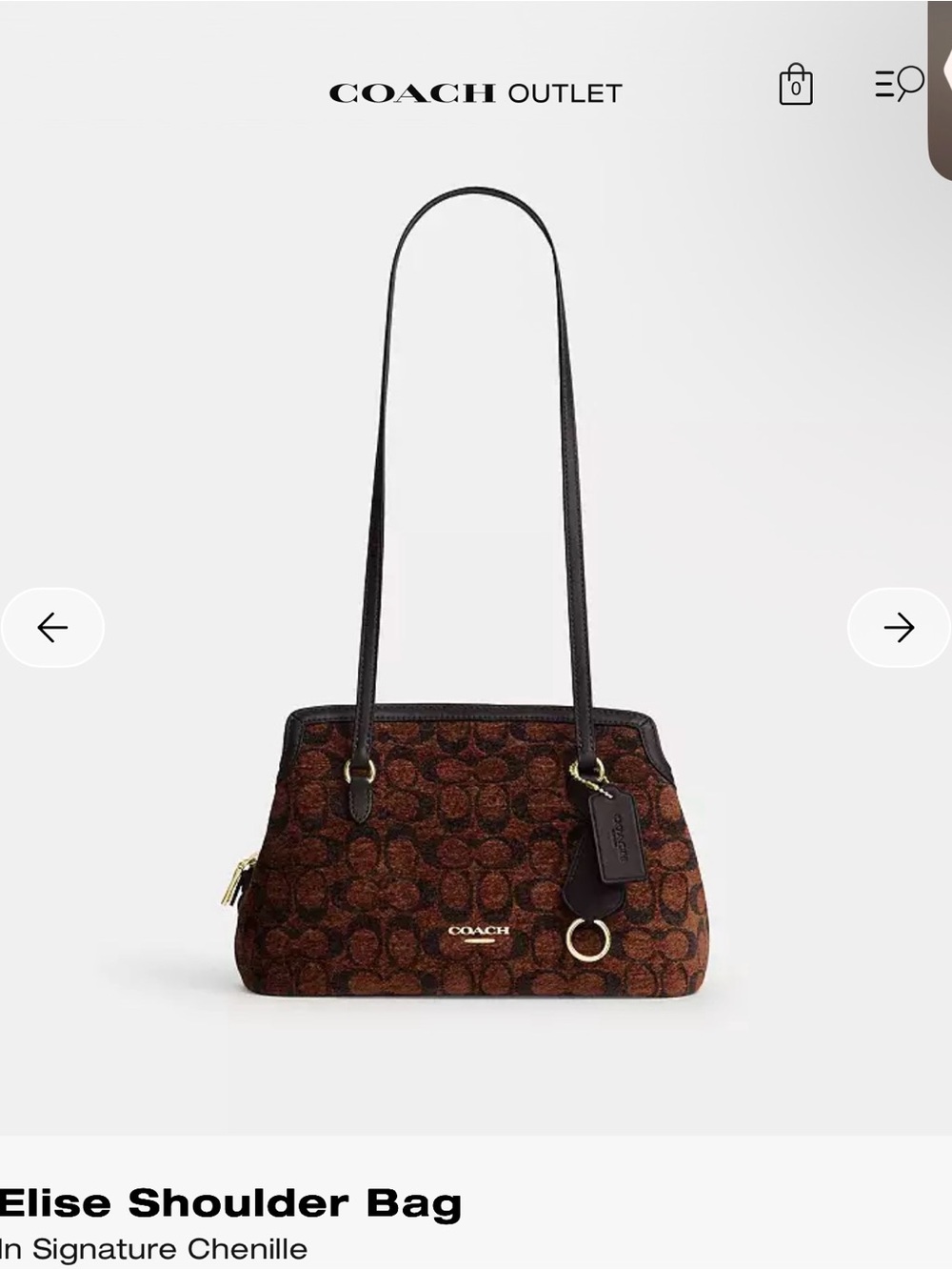 Coach Brown Signature Chenille Elise Shoulder Bag